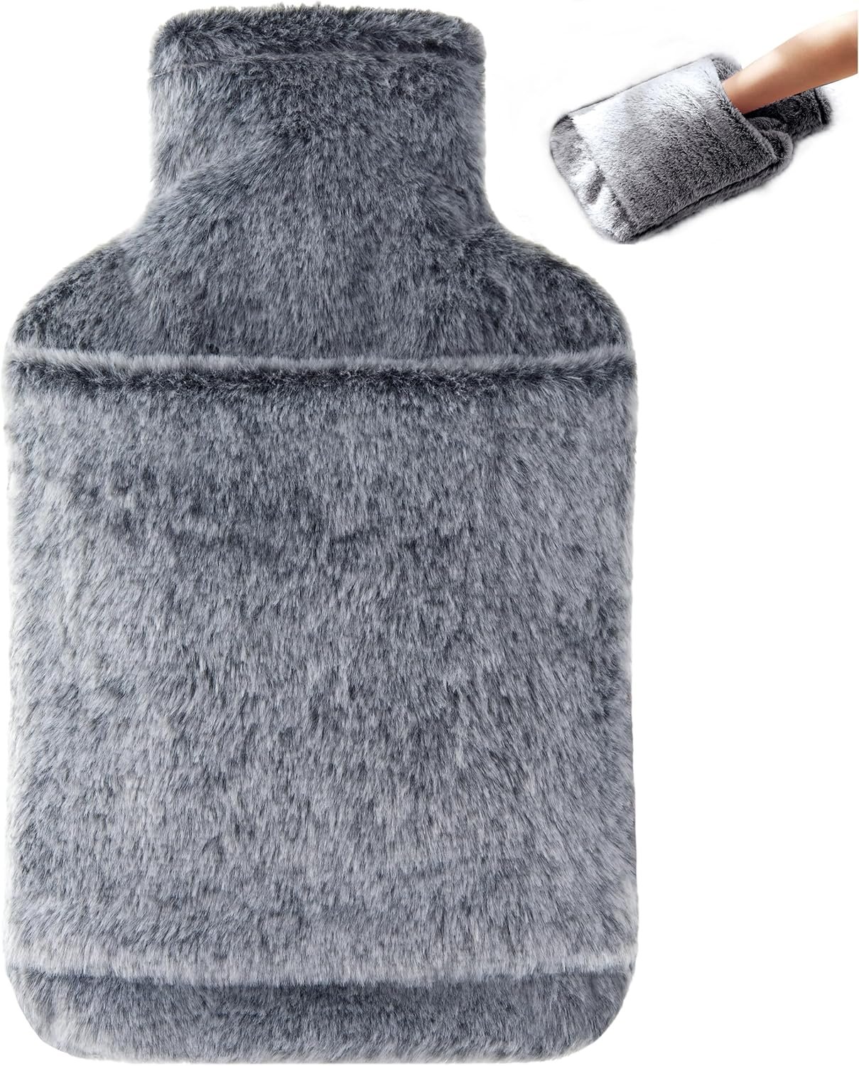 samply Hot Water Bottle with Cover – 2L Hot Water Bag with Hand Pocket, for Hand Feet Warmer, Black