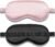 Amrules Sleep Mask Set of 2, Adjustable Silk Eye Mask for Sleeping, Soft Sleeping Eye Shade Cover for Women, Good for Blocking Light, Reducing Puffiness, Enhancing Sleep Quality (Blush Pink & Black)