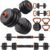 FEIERDUN DS2 Adjustable Dumbbells, 20/30/40/45/70/90lbs Free Weight Set with Connector, 5 in1 Dumbbells Set Used as Barbell, Kettlebells, Push up Stand, Weight Plate, Fitness Exercises for Home Gym Suitable Men/Women