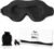 Sleep Eye Mask for Men Women, Sleeping Mask for Side Sleeper, Travel Blackout Night Blindfold Eye Shade Cover with Adjustable Strap (Black)